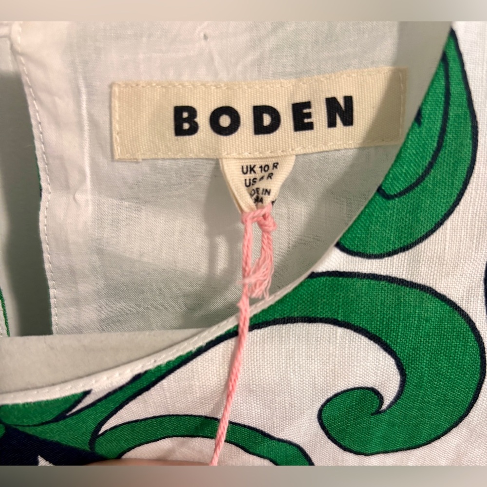 Boden Sleeveless Linen Blend Dress, Ivory, Ornate Reflection- NWT Sz 6 - Picture 7 of 7